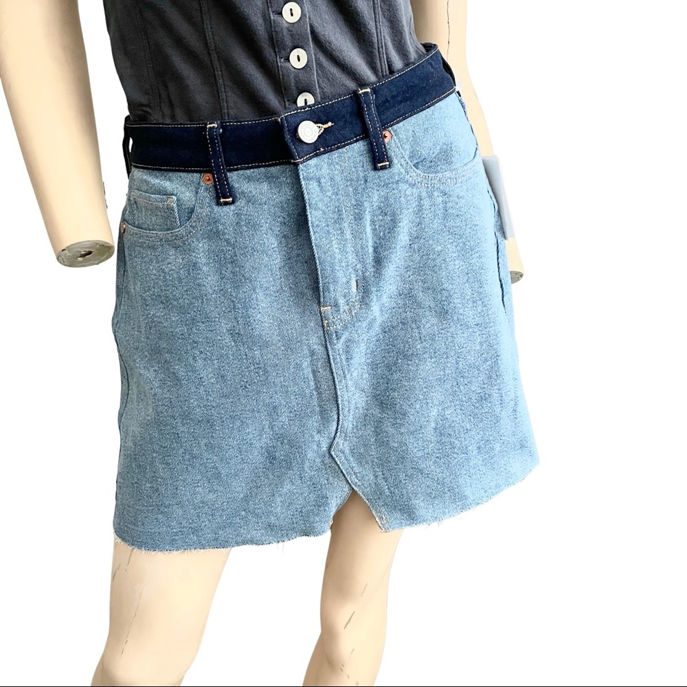 Etica Lucy Raw hem contrast denim mini skirt- 28